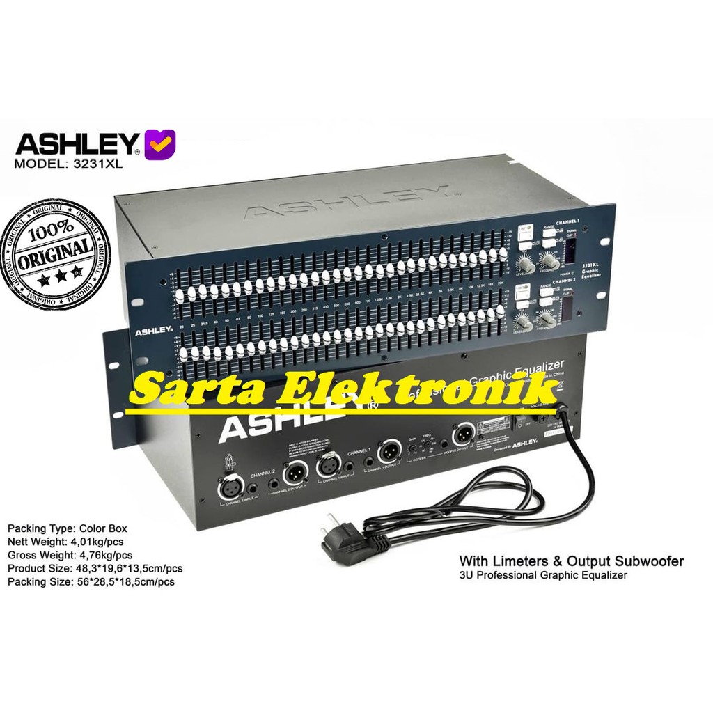Equalizer ASHLEY 3231xl professional Graphic EQ 3U ashley 3231 xl