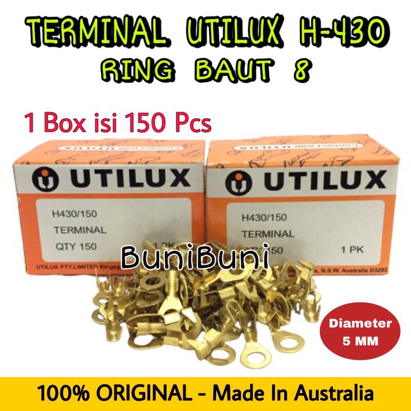 Terminal Skun Utilux Ring Baut 8 / 10 / 12 - Utilux H430 / H1863 / H1864 Original (Box isi 150pcs)