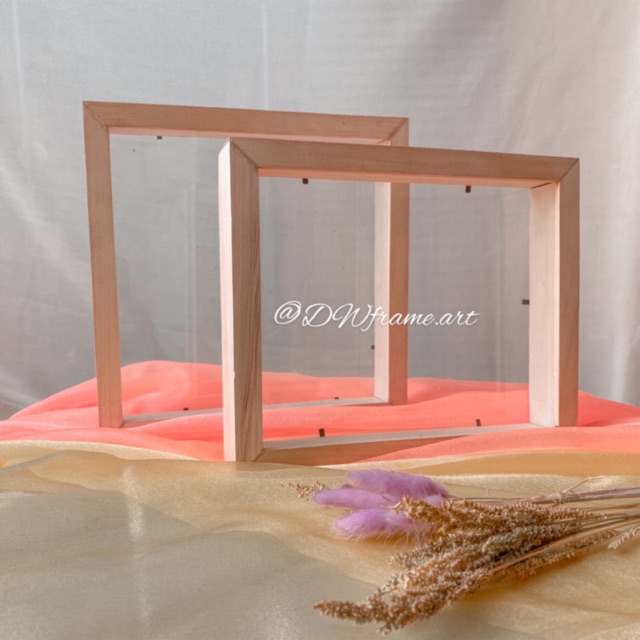 Bingkai Foto Frame 3D Double Kaca Double Glass kayu ukuran