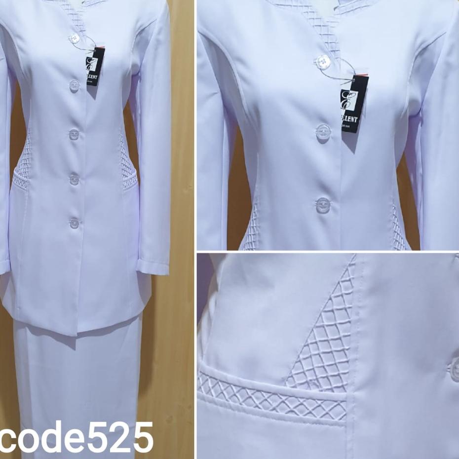 Modern.. Blazer Wanita Putih Set Celana Baju Seragam Dinas Wanita Putih Set Rok A Seragam PNS ASN Pd