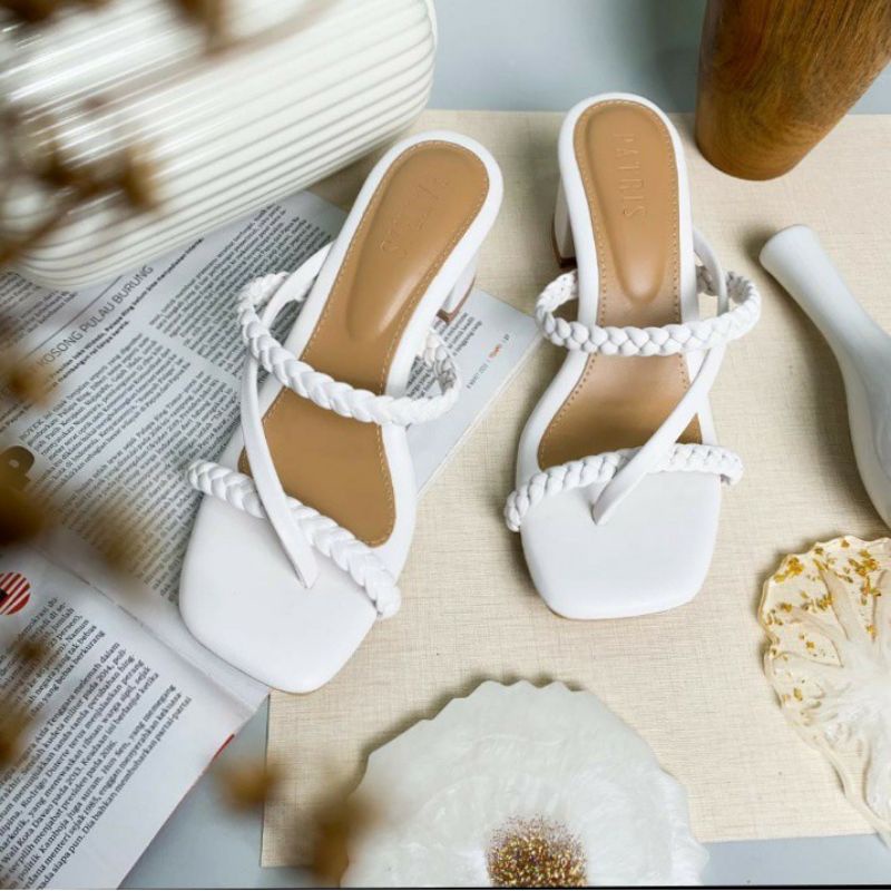 Sandal heels wanita kepang silang terbaru