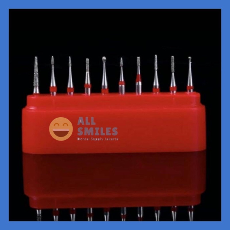 Dental set bur PeDO bur gigi anak kecil pedodontic burs kit pita merah pendek