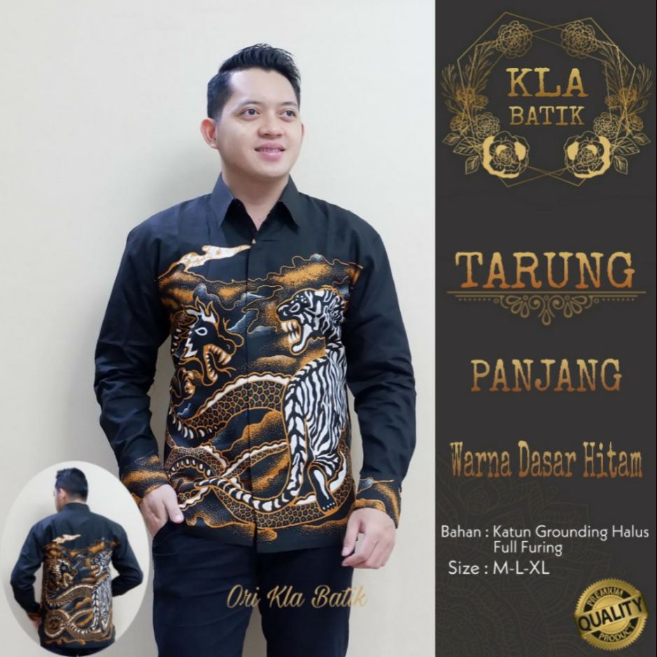 Kemeja Batik Lengan Panjang Motif Harimau TARUNG PANJANG Baju Batik Terbaru Batik Pria Lapis Furing