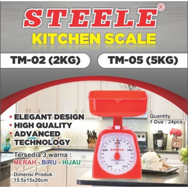 Timbangan Dapur Manual ( 2 KG / 5 KG ) STEELE /TM-02 TM-05 / Kitchen Scale TM02 TM05 Kue