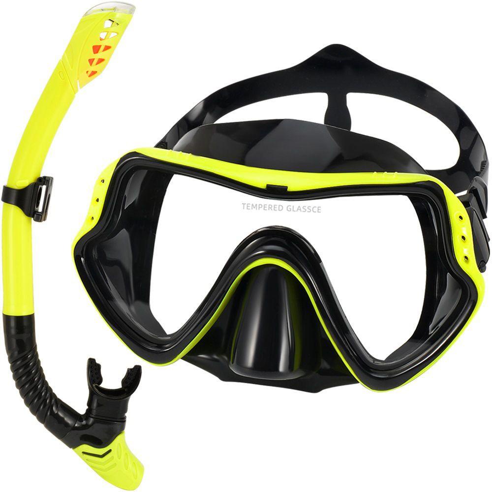 Masker Diving Agustina Profesional Unisex Peralatan Kolam Renang Underwater Anti Kabut Snorkel Set Diving Mask Snorkel Set