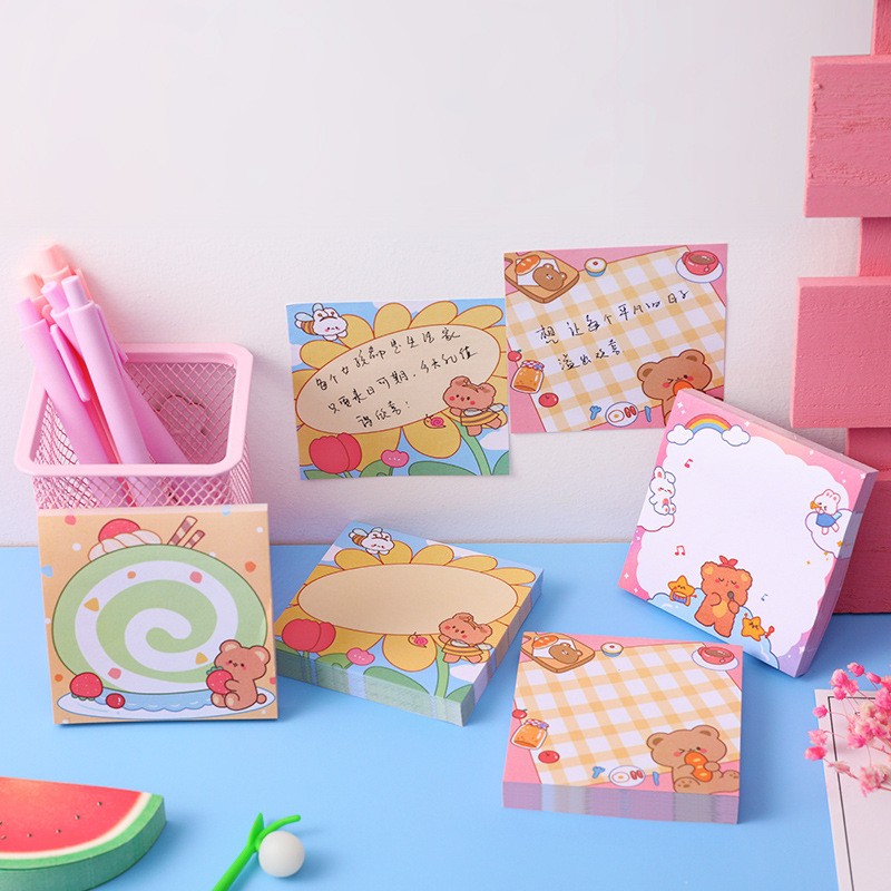 STIKY NOTES LUCU MEMO PAD BERUANG COKLAT tema kue-1