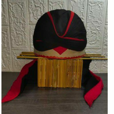 Blangkon jogja mataram hitam list merah