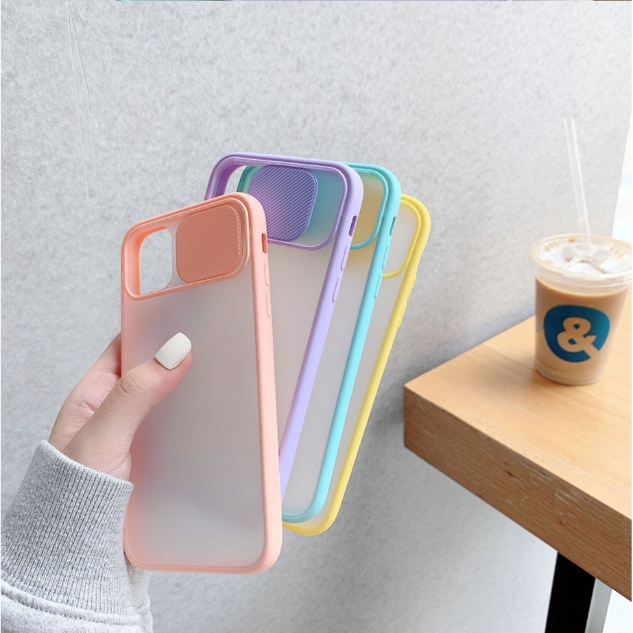 iPhone 11 12 Pro Max X XS XR 6 7 8 Plus SE 2020 Case Slide Camera Lens Protection Shockproof Phone Case Color Matte Transparent Cover