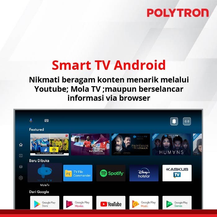 Polytron LED TV 55 Inch 55UA8859 Smart Android 4K Ultra HD