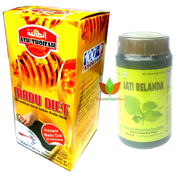 PAKET MURAH OBAT PELANGSING HERBAL PRIA WANITA : MADU DIET ATH THOIFAH & JATI BELANDA BOROBUDUR