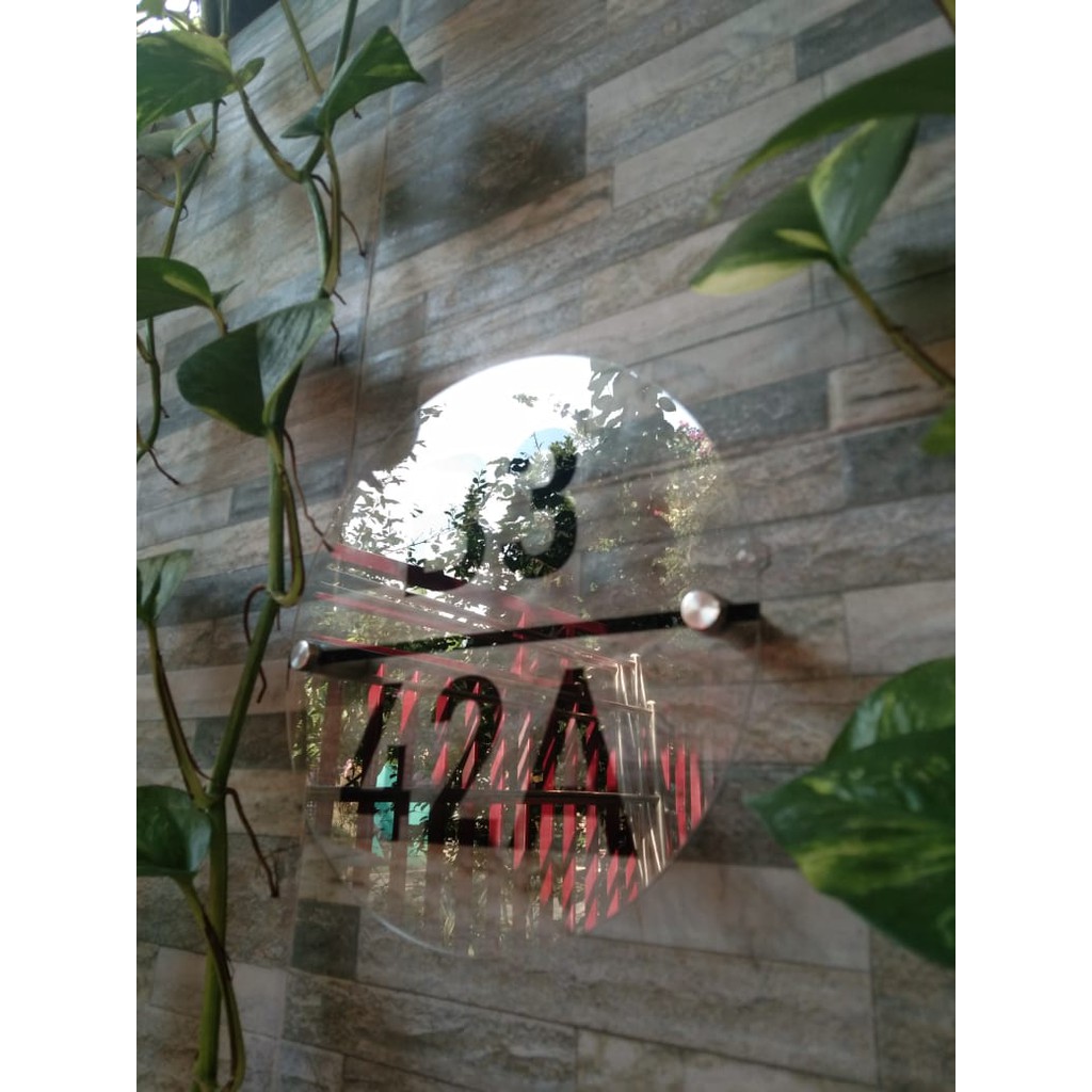 nomor rumah bahan acrylic | akrilik bulat clear series elegan free penstainless