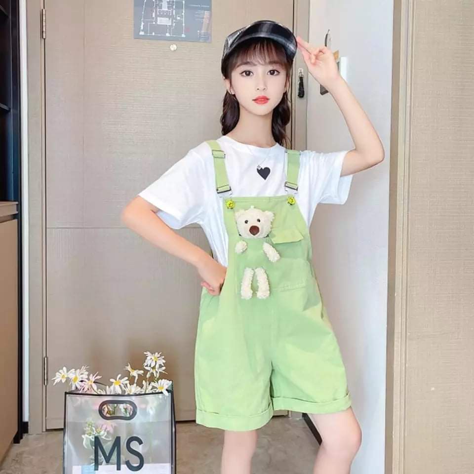 Setelan Overall Celana Anak Perempuan Love Bear