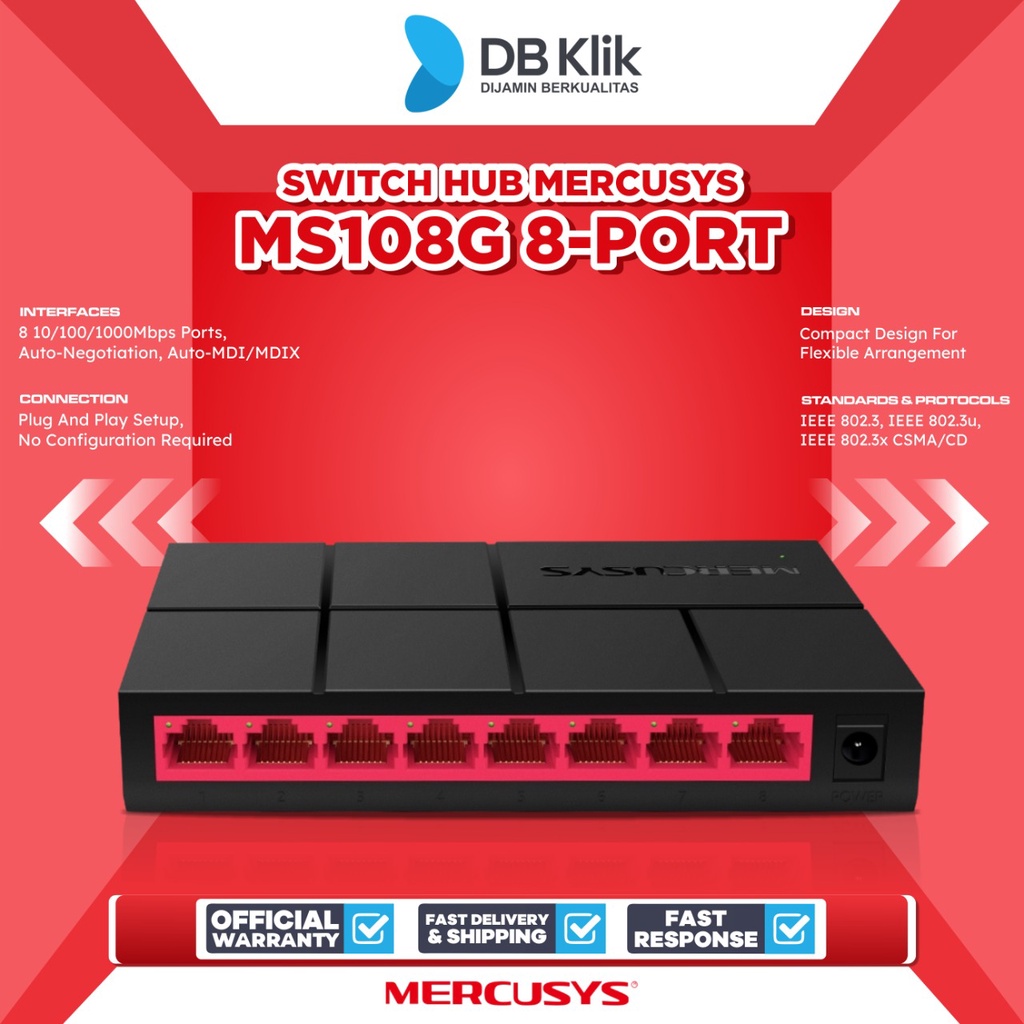 Switch Hub MERCUSYS MS108G 8-Port Gigabit 10/100/1000Mbps