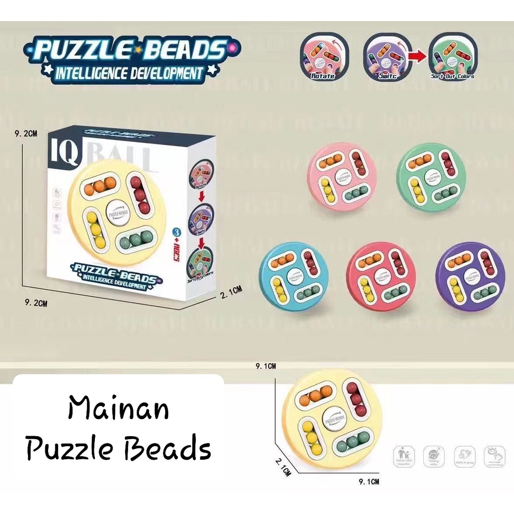 Tma / Mainan Edukasi IQ Anak Puzzle Beads / Fidget Spinner Cube Disc / Mainan Stress Relief