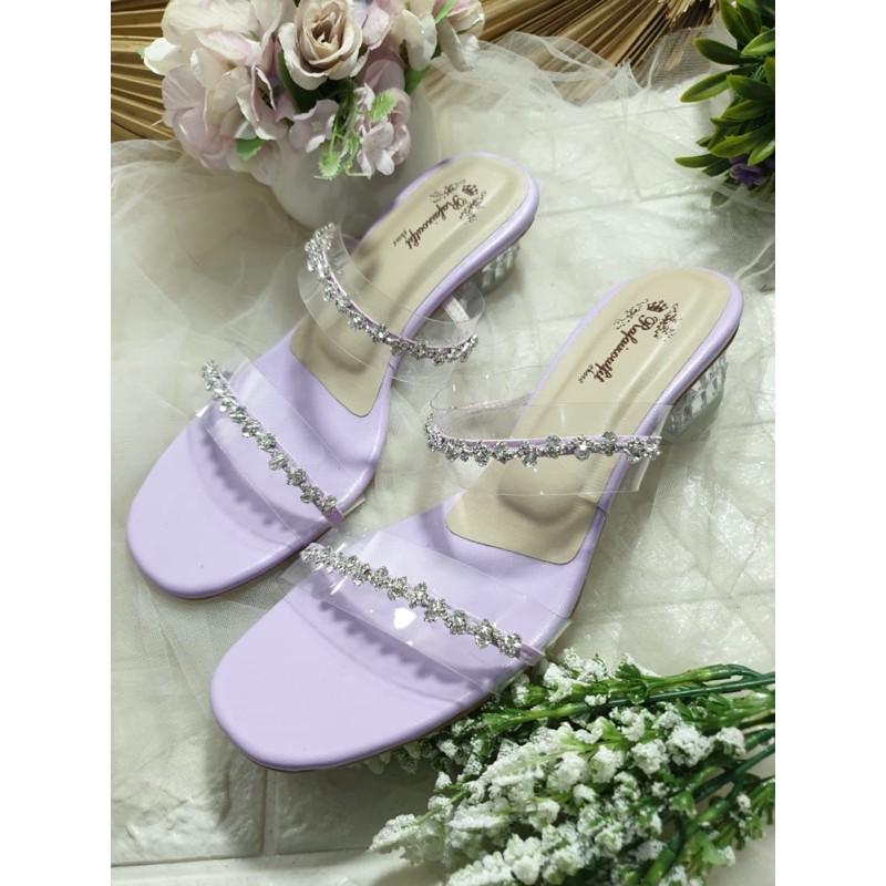 sandal lilac Gisela double asesoris tinggi 3cm hak kca