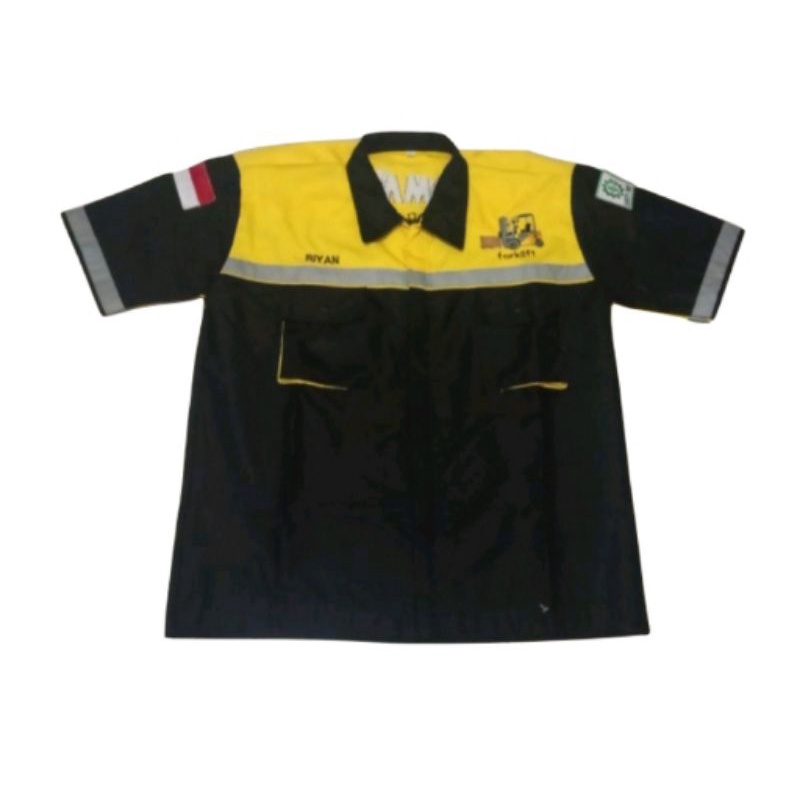 wearpack kerja pria tangan pendek kemeja lengan pendek pria safety k3 baju kerja operator alat berat