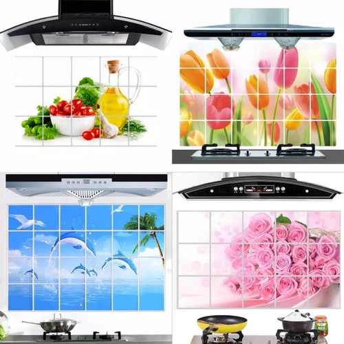 STIKER DAPUR FOIL MOTIF CANTIK ANTI MINYAK TAHAN PANAS API KITCHEN STICKER WALL