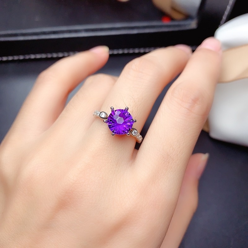 Luxury Fashion Amethyst Moissanite Ring