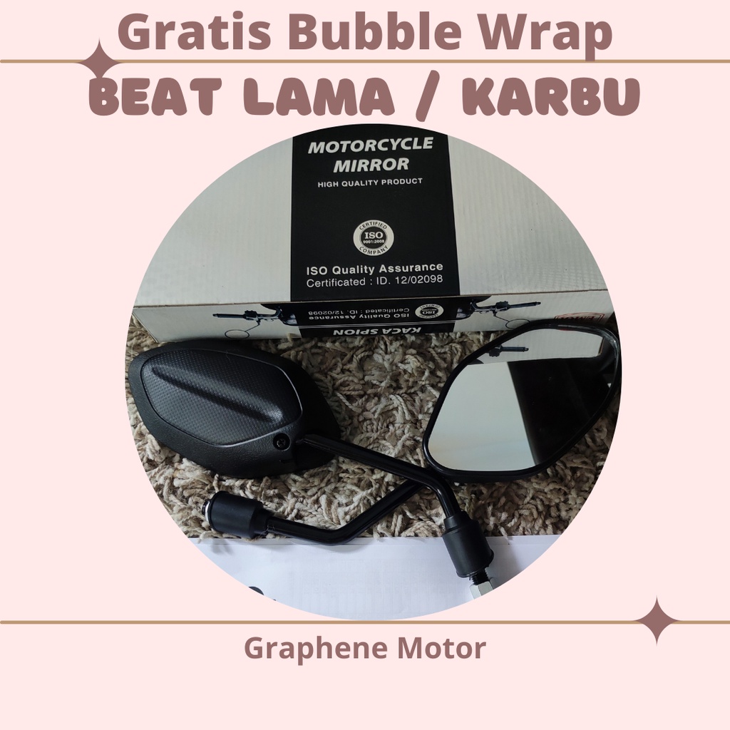Spion Motor Beat Lama Karbu Beat FI High Qualigy Asli EMGI Kaca Cembung kode 9231-1