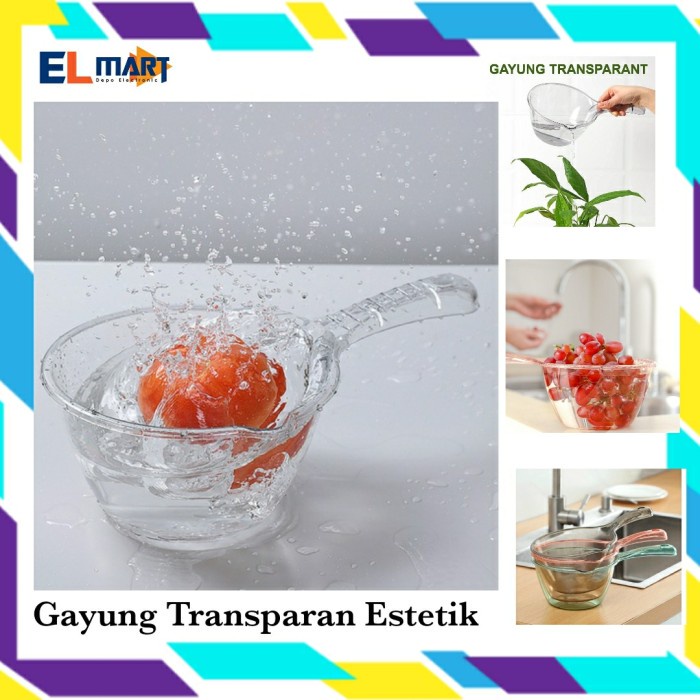 Gayung Air Plastik Transparan Estetik Serbaguna Cebuk Mandi Cuci Buah