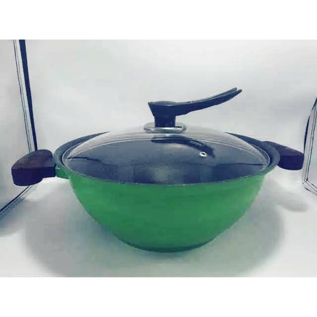 Panci Wok Pan Marble Wajan Korea Go Green Keramik Anti Lengket