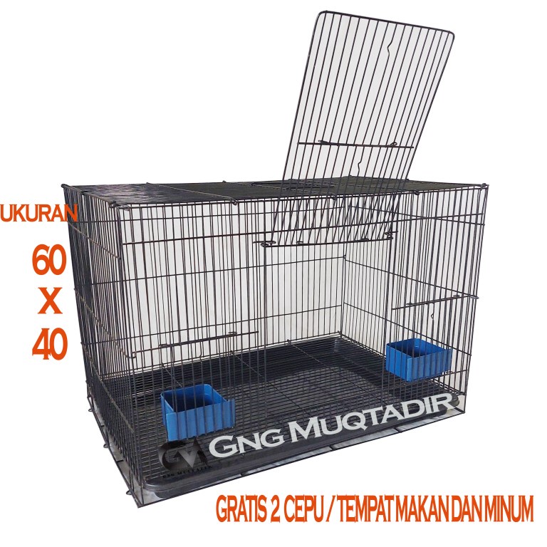 KANDANG KUCING MURAH SIZE L 61x41x41 FREE 2 TEMPAT MAKAN, BISA UNTUK KANDANG BURUNG