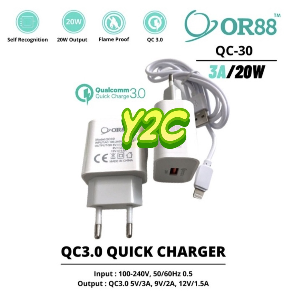 CHARGER OR 88 QUALCOMM FAST CHARGER 3.0A 20WATT  UNIVERSAL OPPO A33 A37 A39 A3S A5S A71 A83 A1K SAMSUNG G530 G532 J320 J330 J500 J530 J730 S6 S7 EDGE VIVO Y91 Y93 Y95 Y12 Y15 Y17 Y81 Y83 V5 V7 V9 REALME C2 C3 ASUS ADVAN XIAOMI / CARGER / CASAN / CAS