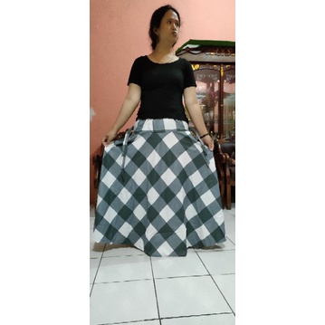 Rok panjang motif kotak dewasa model payung-1