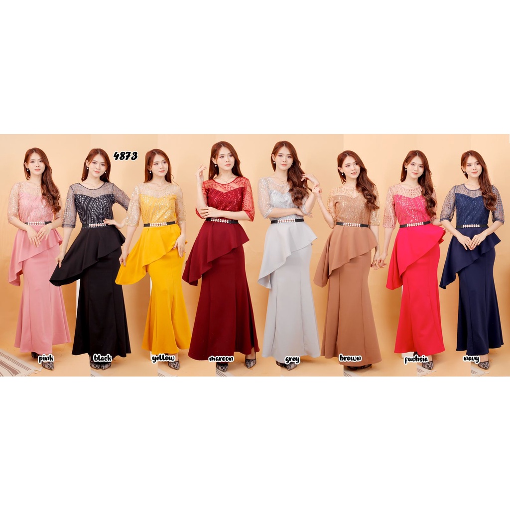 kathryn collection # 4873 , LONG DRES BAHAN SCUBA KOMBINASI TILE SUGAR CANDY FREE BELT MUTIARA