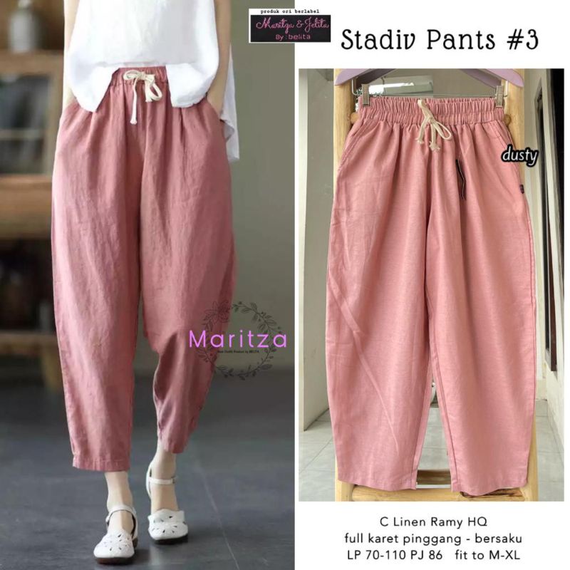 stadiv pants #3 celana wanita katun linen by maritza