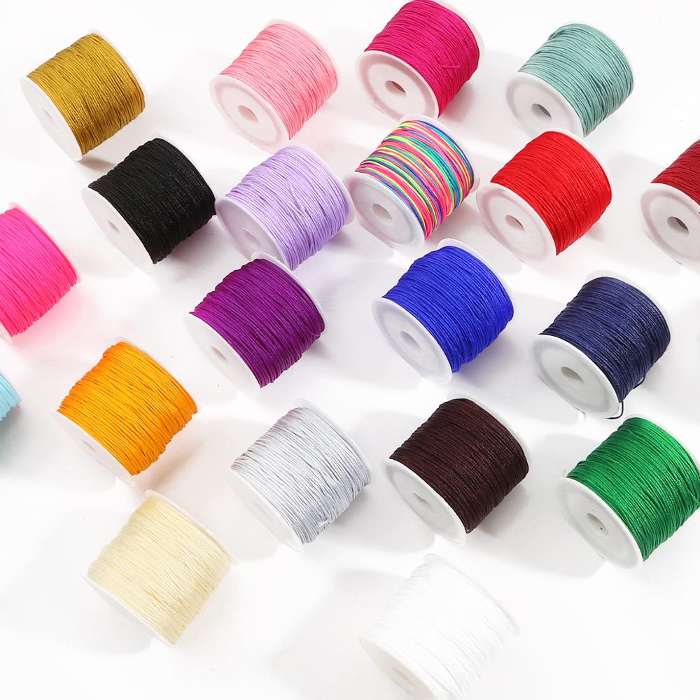 50meter/roll 0.8mm 24warna Benang Tali Nilon Simpul Cina Macrame Cord Gelang Braided String Thread Untuk Aksesoris Jahit Pakaian DIY