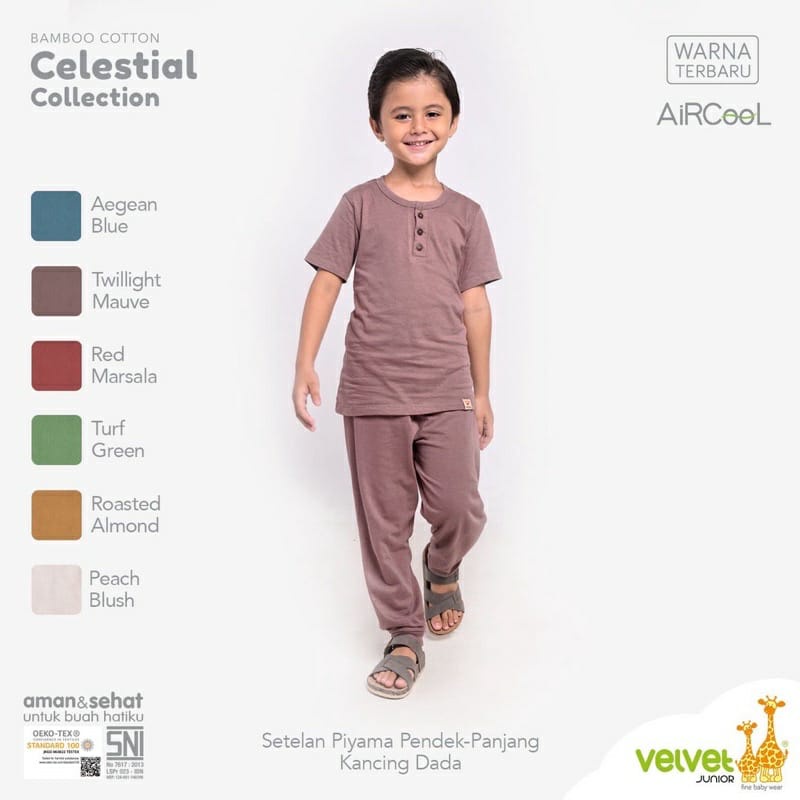 Velvet Bamboo Cotton Celestial Collection Setelan Pendek Panjang Random Warna - CC-036C4