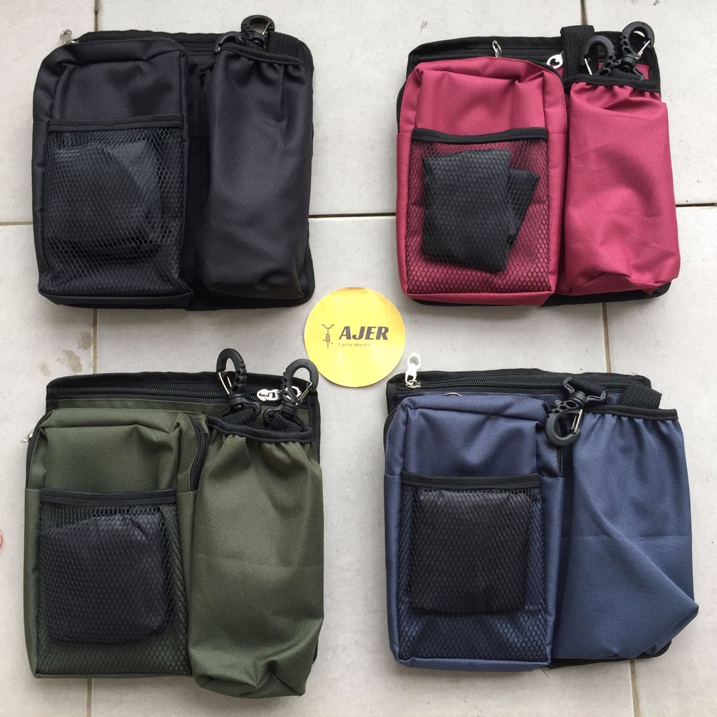 Tas stang Sepeda Lipat SELEMPANG handle bar bag BONUS Rain Cover POLOS flatbar MTB Hybrid touring