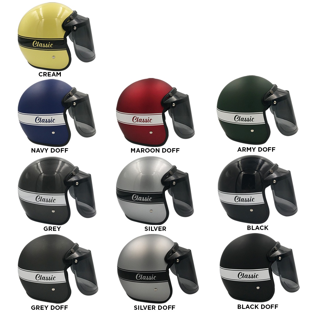 Tanpanama Helm - Helm Bogo New Classic / Helm Retro Dewasa SNI