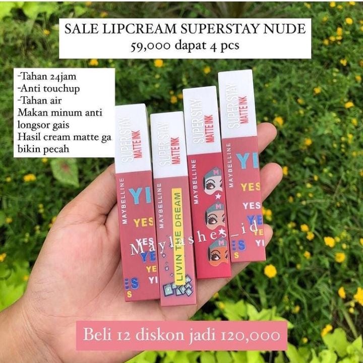 Maybelline Lipcream 4 pcs Paket Hemat Lipstik Maybeline Superstay Matte Ink Lipcream