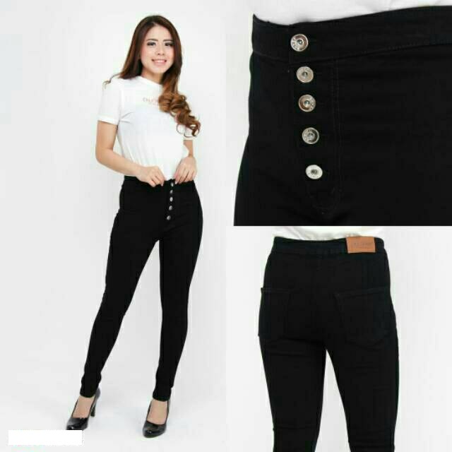 Celana HW Highwaist Button 5 kancing Jeans