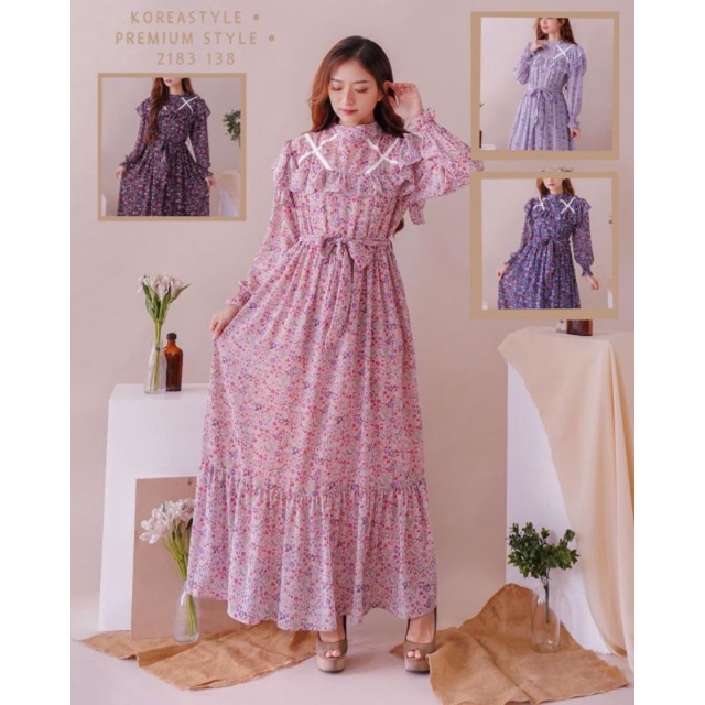 arsya maxi, dress yuna import ori, gamis bangkok murah, dress bunga bkk, gamis casual, gamis pantai