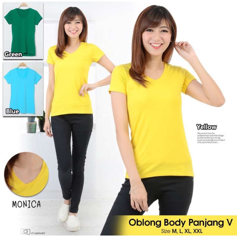 KAOS POLOS WANITA LEHER V