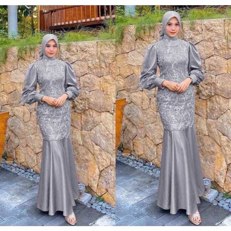 4 UKURAN M L XL XXL MAXY DESYA FASHION PAKAIAN BUSANA WANITA DRESS GAMIS MAXI DUYUNG BRUKAT ED