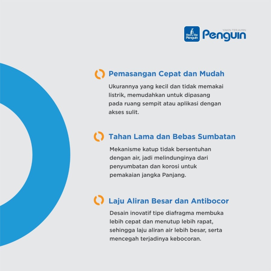 PELAMPUNG OTOMATIS OTOVALV PENGUIN (Horizontal) UKURAN ½ INCH