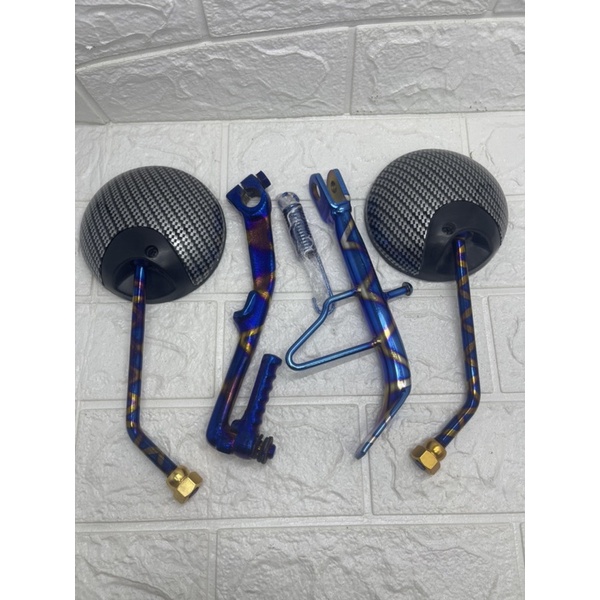 Paket Bluex-Spion Scoopy BlueX+Engkolan Honda+Standar Samping R14 BlueX Honda Beat Scopy Spacy