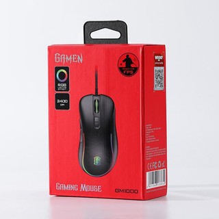 GAMEN GM1000 MOUSE GAMING RGB LIGHTING EFFECT 2400DPI ERGONOMIC DESIGN