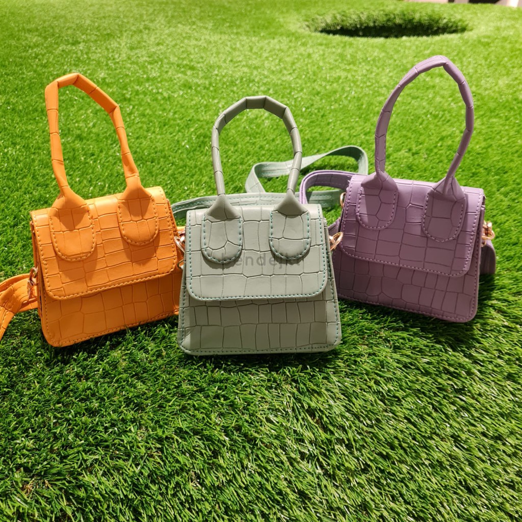 TAS MINI CROCO DOFF KULIT HALUS MATTE PREMIUM DALAMAN SATIN TEBAL CANDY