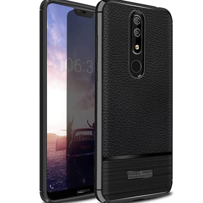 Case Nokia 6.1 Plus Softcase Nokia 6.1 Plus Original Lichee Rugged - Hitam