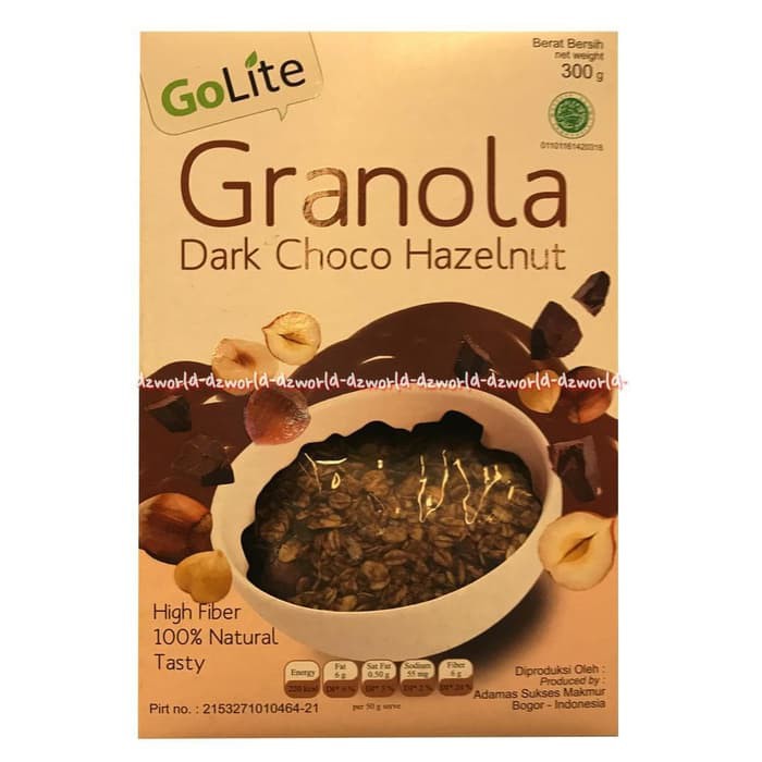 

GRANOLA GOLITE DARK CHOCO HAZELNUT MAKANAN ORGANIK SEREAL COKLAT 300GR