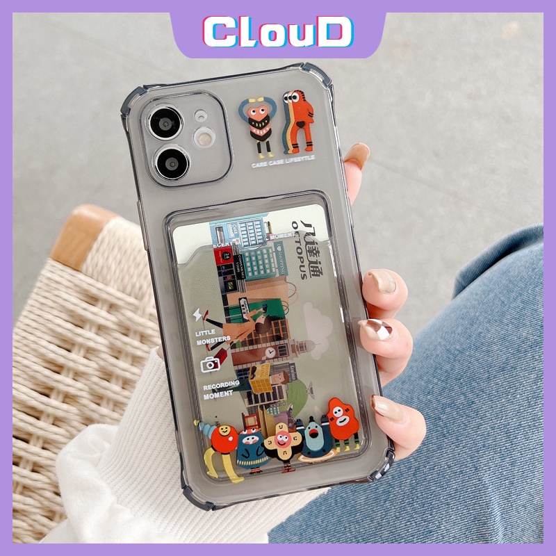 Soft Case TPU Transparan Shockproof Dengan Slot Kartu Untuk iPhone 13 11 12 pro Max 6 6s 8 7 plus X XR XS Max SE 2020