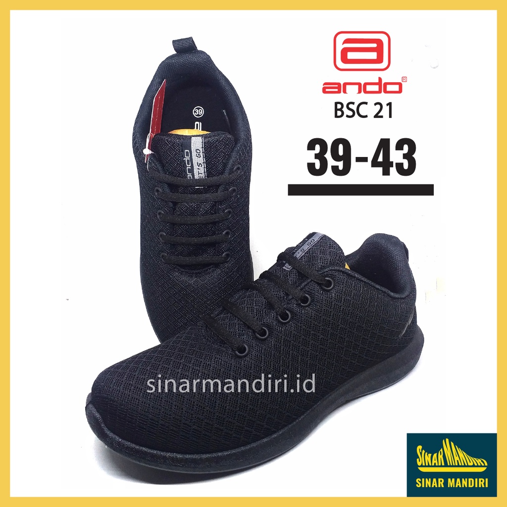 Sepatu Sekolah Ando BSC 21 MEN 39-43 Hitam Perempuan/Laki-laki Trendy Keren Original Awet Realpict