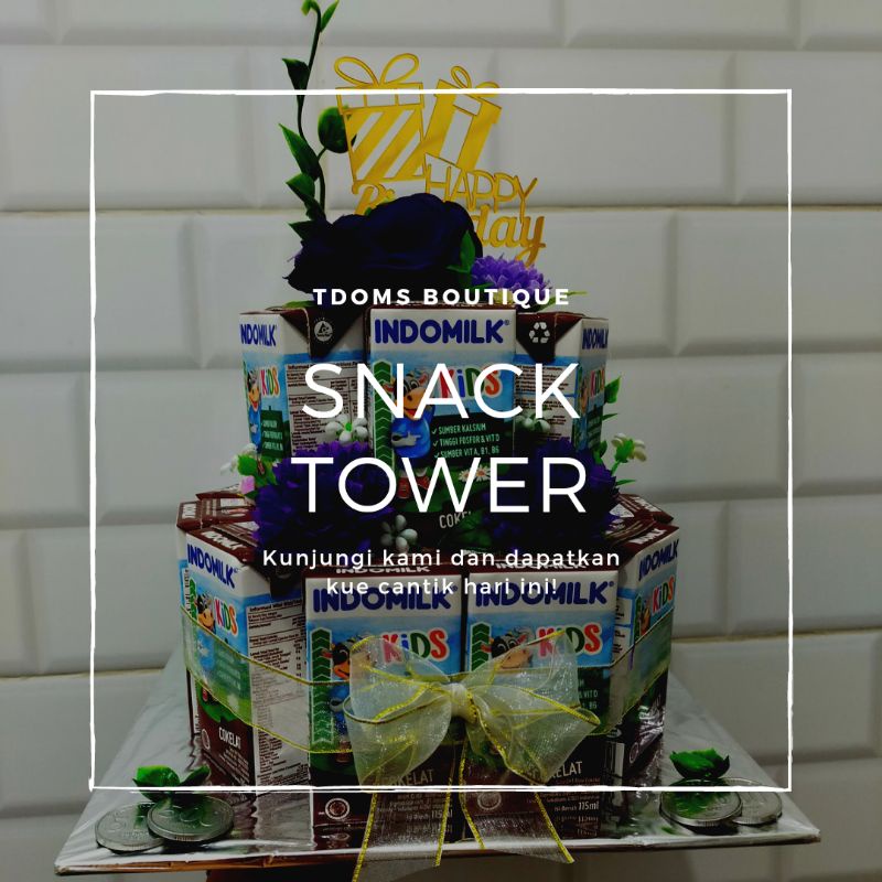 Tower Snack / Snack Cake / Kue Ulang Tahun - Versi Susu Kotak