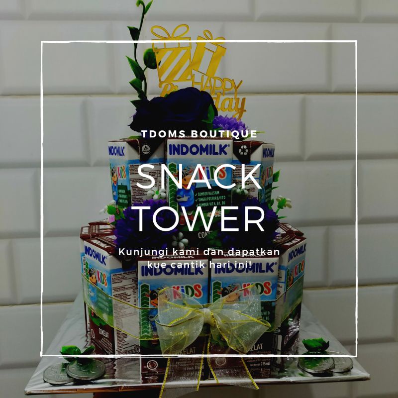 

Tower Snack / Snack Cake / Kue Ulang Tahun - Versi Susu Kotak