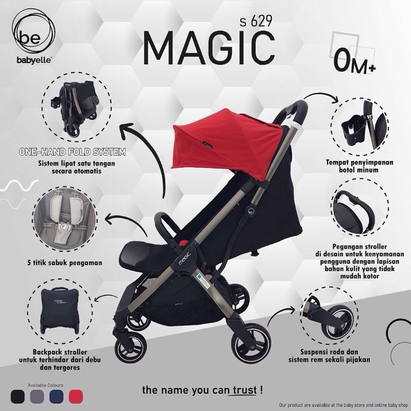 Babyelle Stroller Kereta Dorong Bayi Magic S629 autofold lipat otomatis Makassar